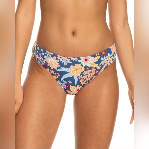 Roxy Beach Classics Hipster Bikini Bottoms Sz XS Bijou Blue New Tropic F… - Picture 1 of 16